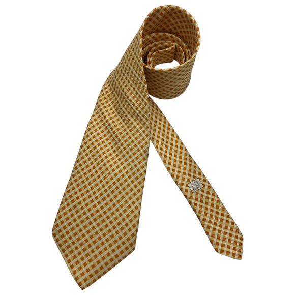 DUNHILL Orange/Yellow Tartan Silk LUXURY Tie ITALY - Picture 1 of 5